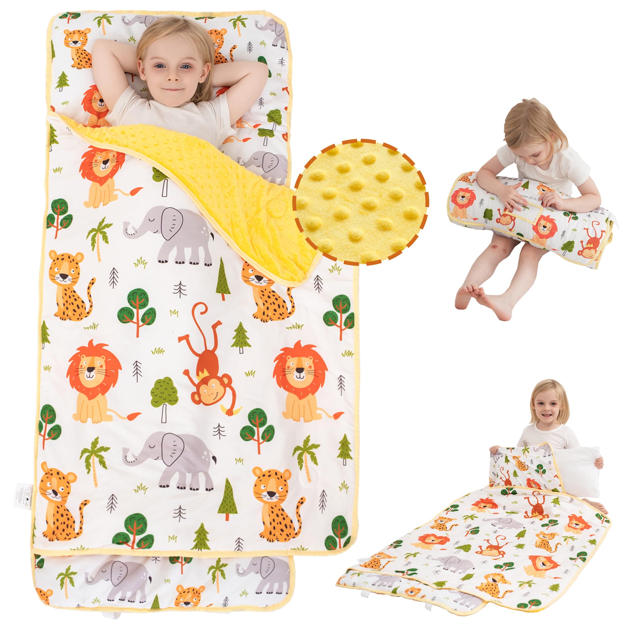 Viviland toddler nap mat with forest pattern provides comforting naptime ambiance for preschoolers.