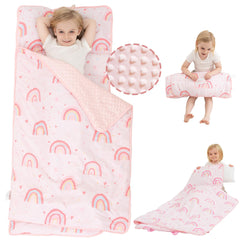Viviland toddler nap mat rainbow-pattern promotes comforting rest time for preschoolers.