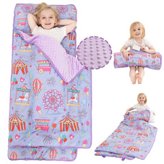Viviland nap mat rolled for easy portability at daycare or travel.
