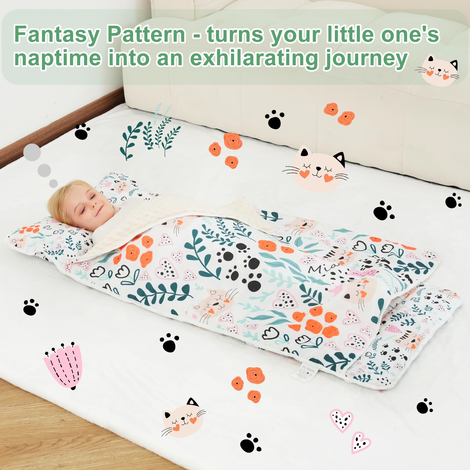 Viviland toddler sleeping bag complete-set emphasizes all-in-one comfort for daycare.