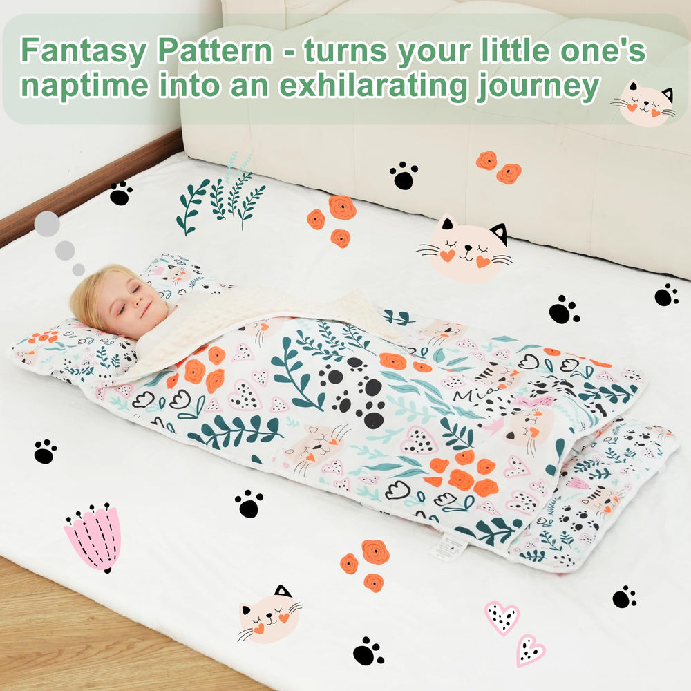 Viviland toddler sleeping bag complete-set emphasizes all-in-one comfort for daycare.