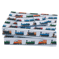Viviland train-print full sheet set in soft microfiber for cozy kids' sleep