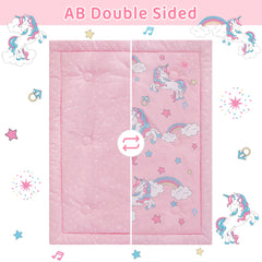 Viviland Unicorn Bedding Bed Skirt finishes the nursery with tidy storage.