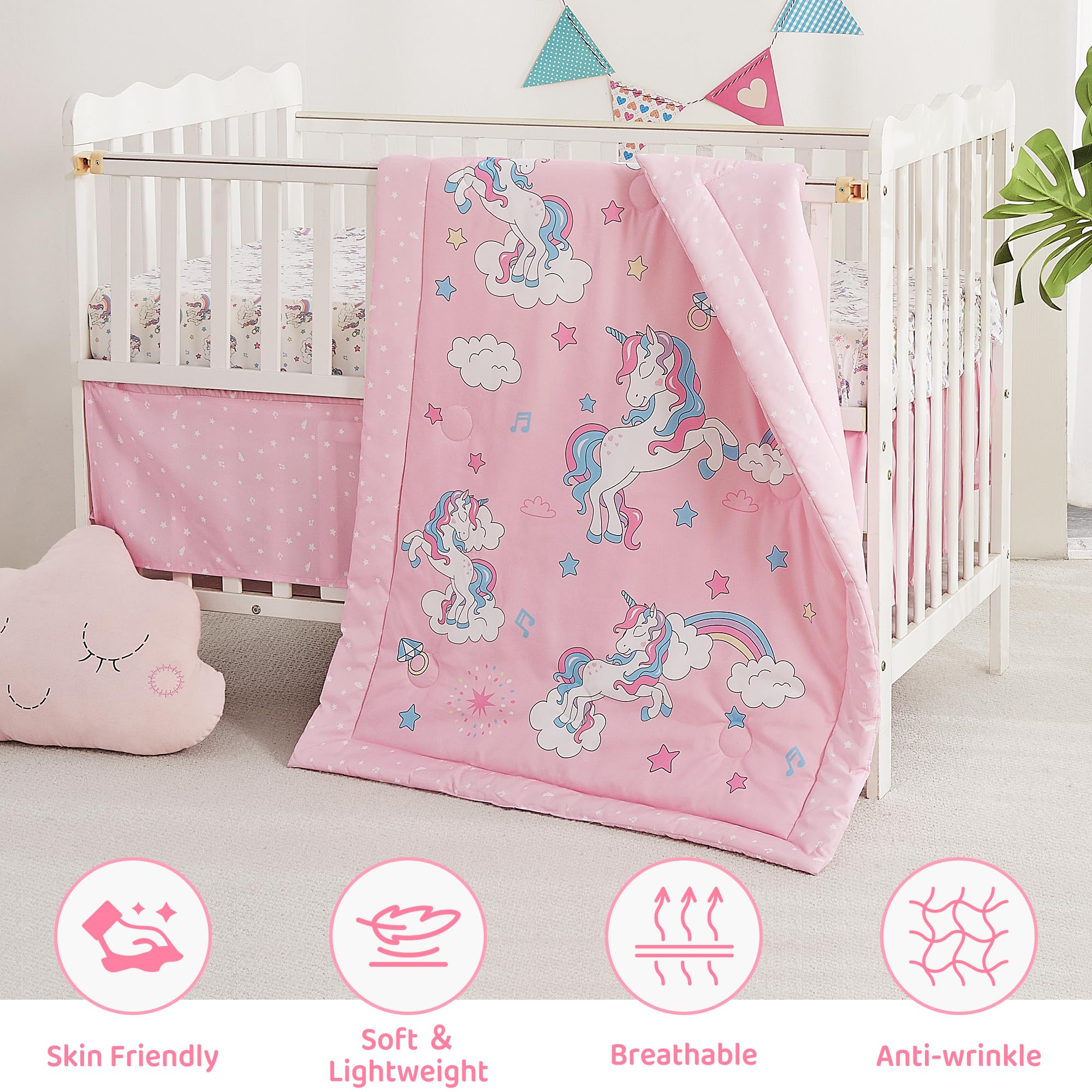 Viviland Unicorn Bedding Soft Texture emphasizes comfort during bedtime routines.