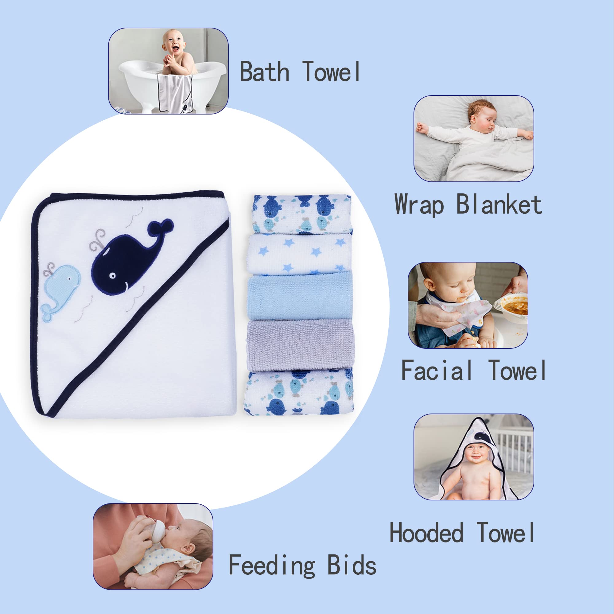 Viviland hooded towel features a plush 26x30 towel for baby comfort.