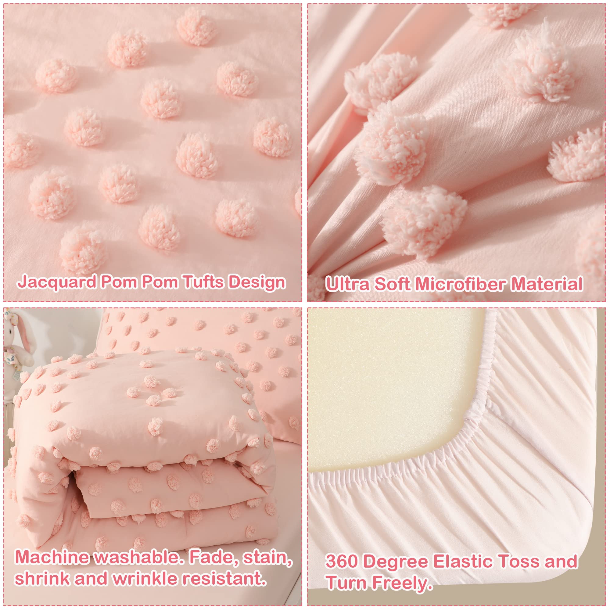 VIVILINEN pom pom tuft detail adds playful charm for a kid-friendly room.