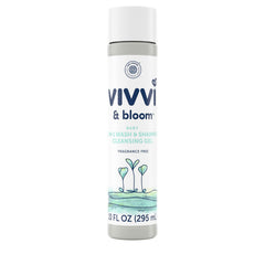 Vivvi & Bloom fragrance-free 2-in-1 baby wash bottle demonstrates tear-free cleansing for sensitive skin.
