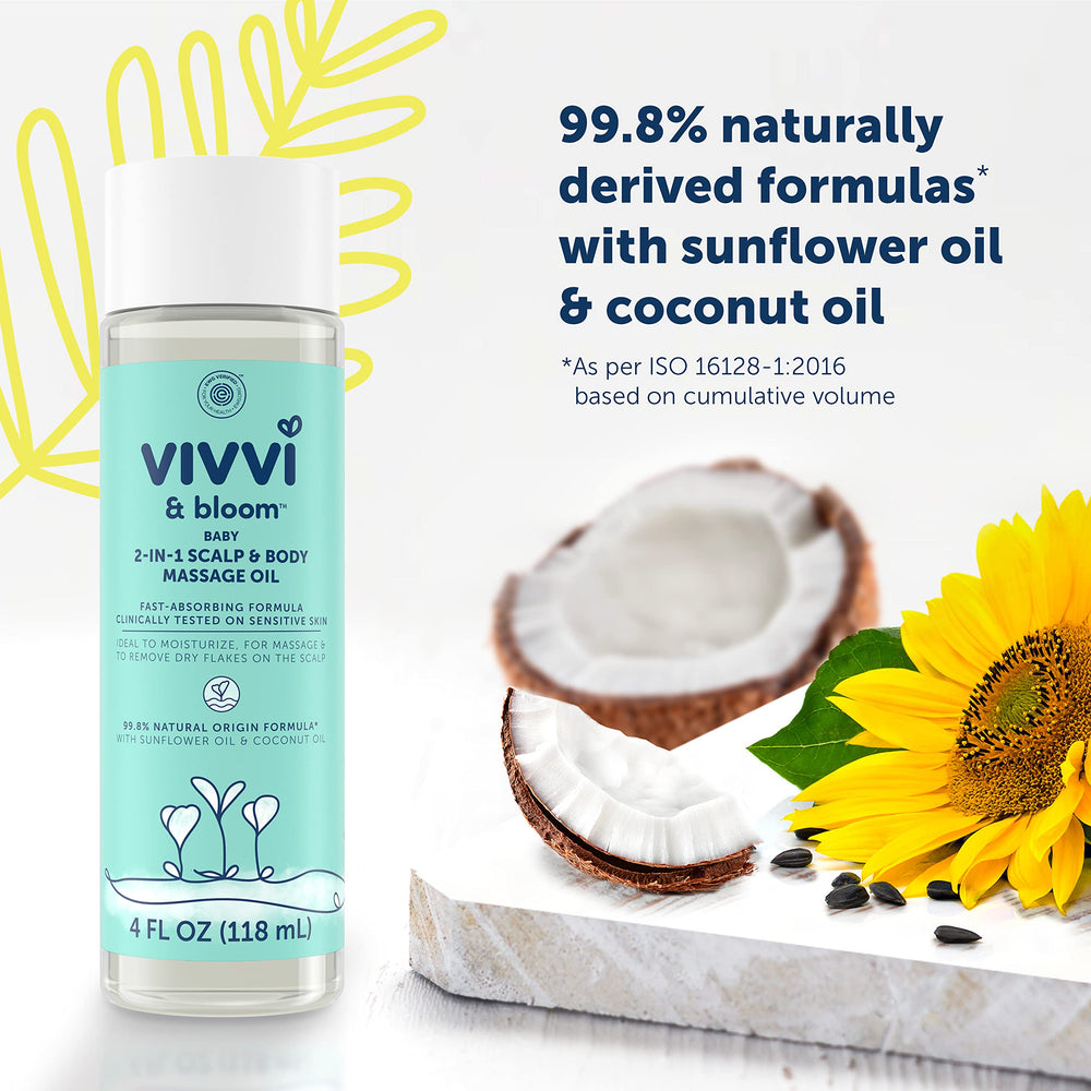 Vivvi & Bloom Gentle 2-in-1 oil pour demonstrates easy scalp massage and quick absorption.