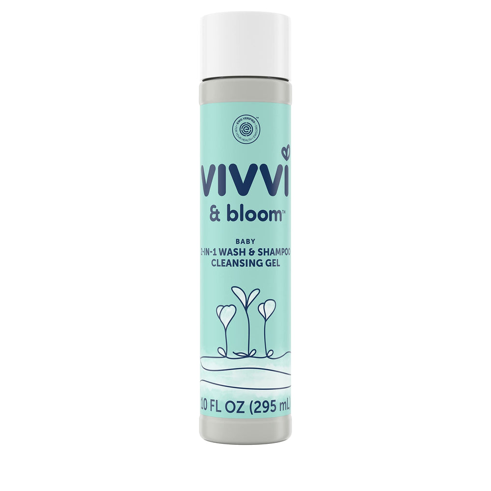 Vivvi & Bloom gentle 2-in-1 bottle for daily tear-free cleansing.