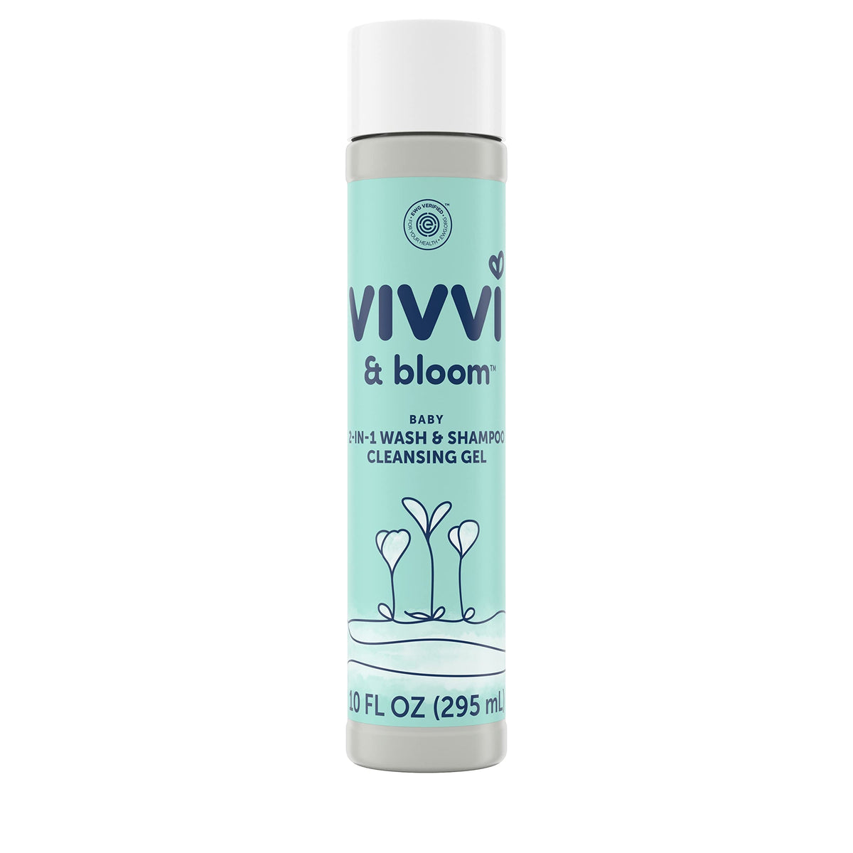 Vivvi & Bloom gentle 2-in-1 bottle for daily tear-free cleansing.