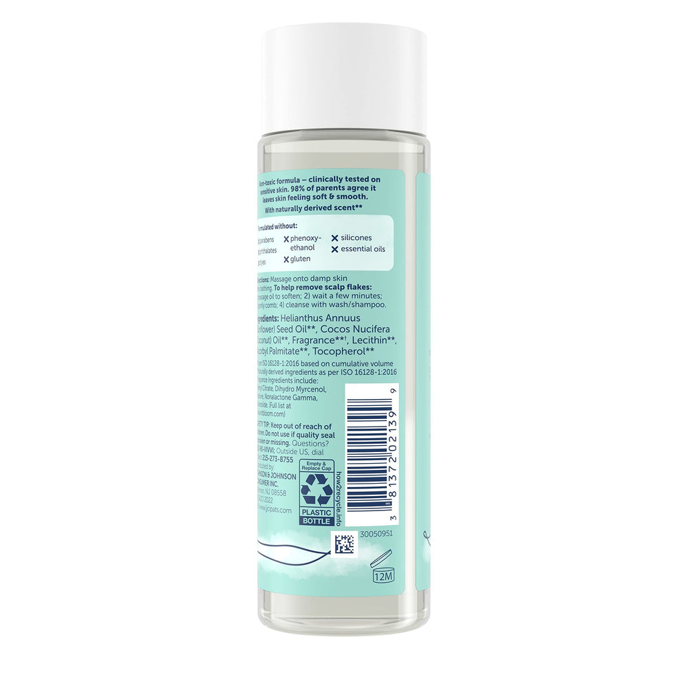 Vivvi & Bloom hypoallergenic vegan baby oil communicates safe daily use.