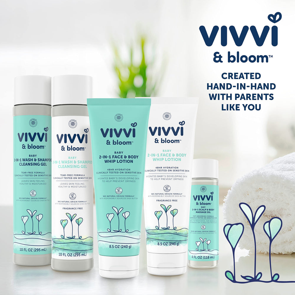 Vivvi & Bloom natural scent hint evokes calm during bedtime routines.
