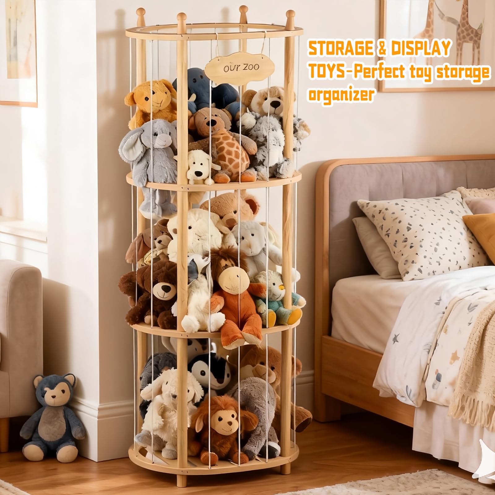 Viyuse large storage capacity supports oversized plush pieces in a high-capacity nursery or playroom.