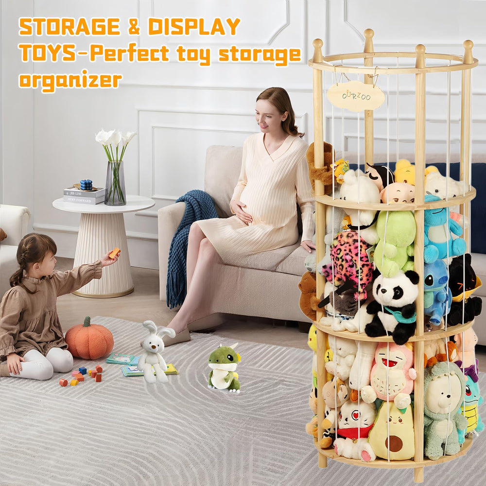 Viyuse stuffed animal zoo storage with open tiers encourages independent cleanup.