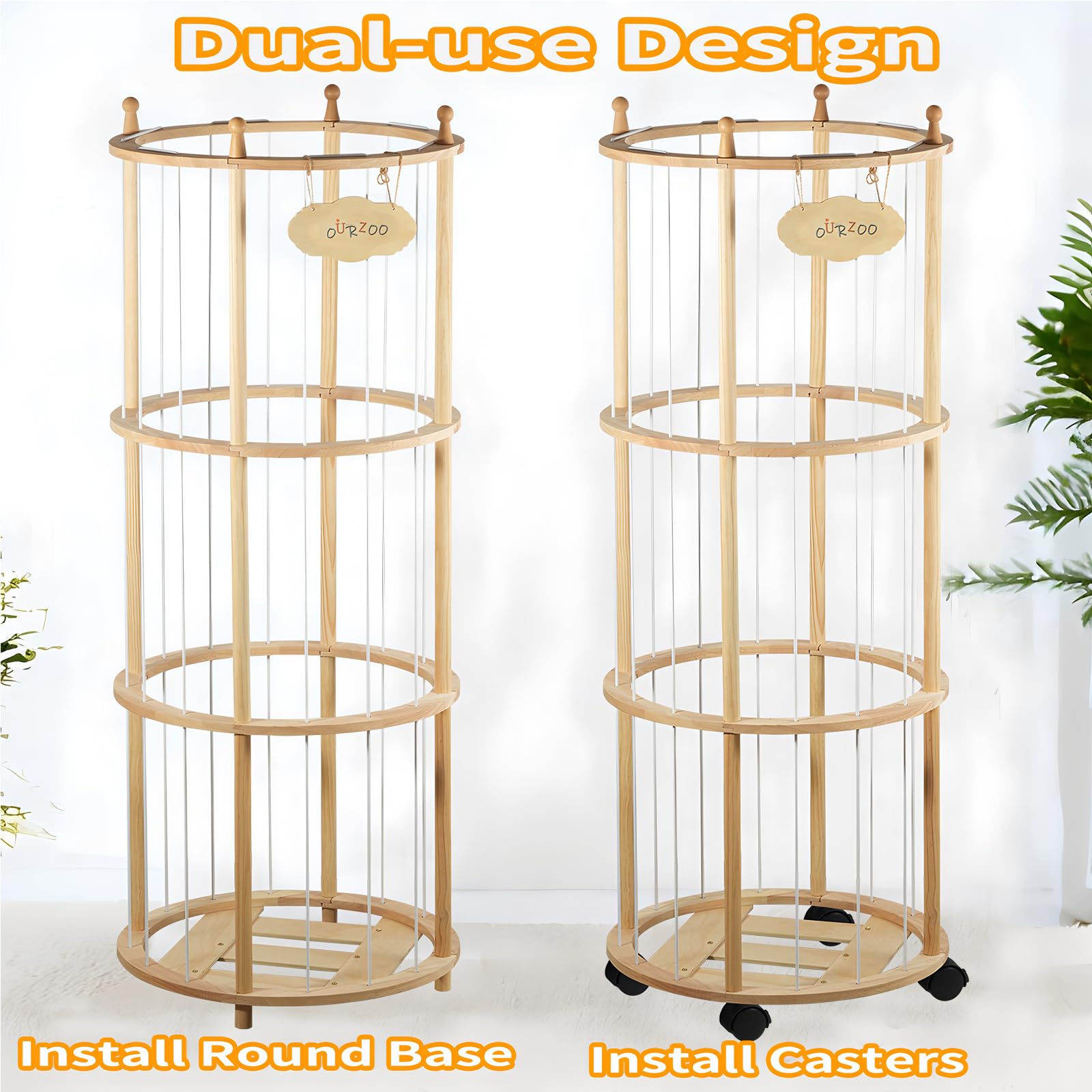 Viyuse stuffed animal zoo storage featuring swivel wheels enables easy mobility in playrooms.