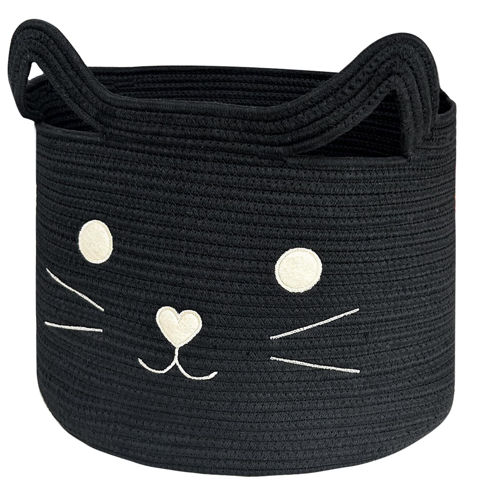 VK VK·LIVING large cat toy basket with cat face design for toy storage.