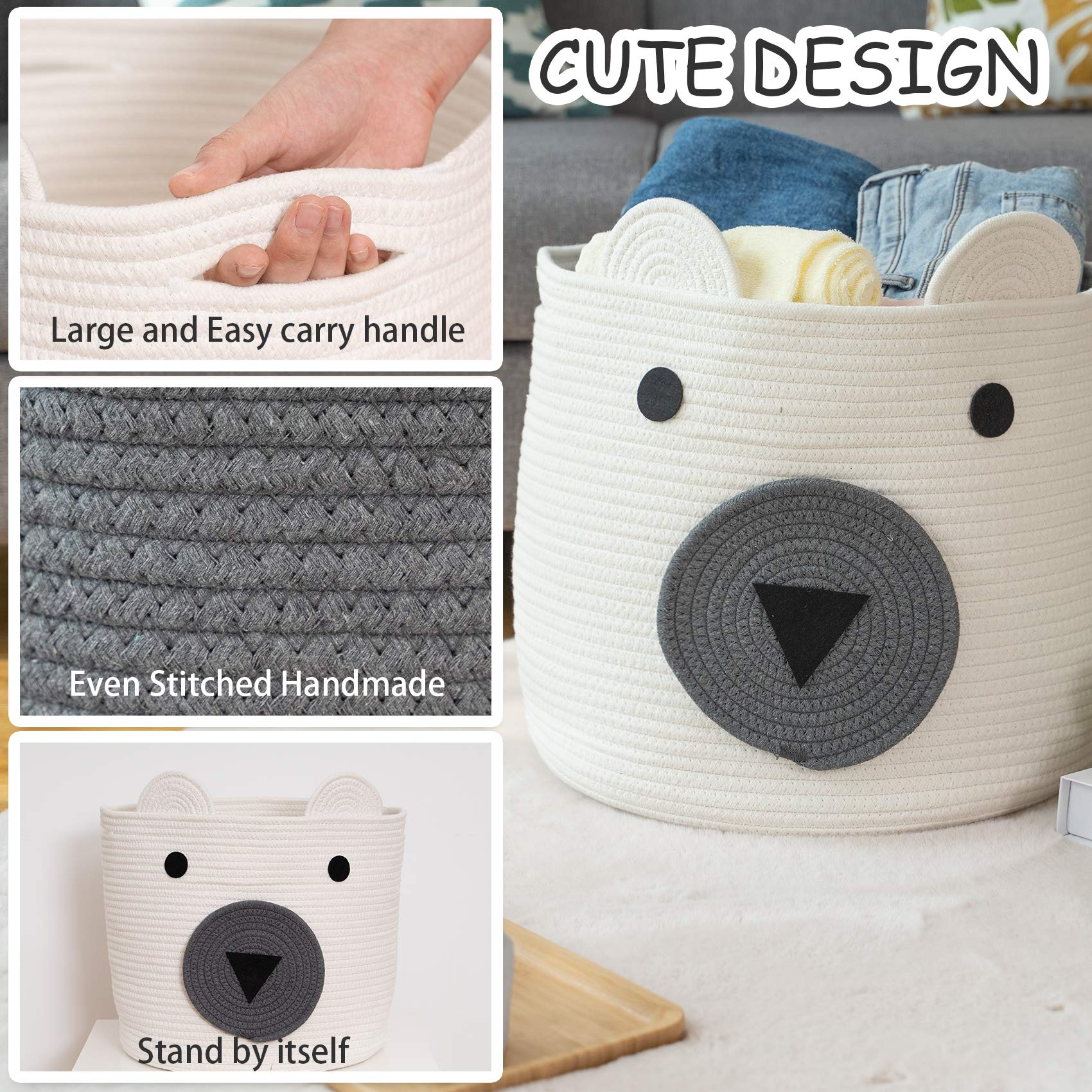 VK VK·LIVING cotton rope bear basket close-up texture shows soft durable weave.