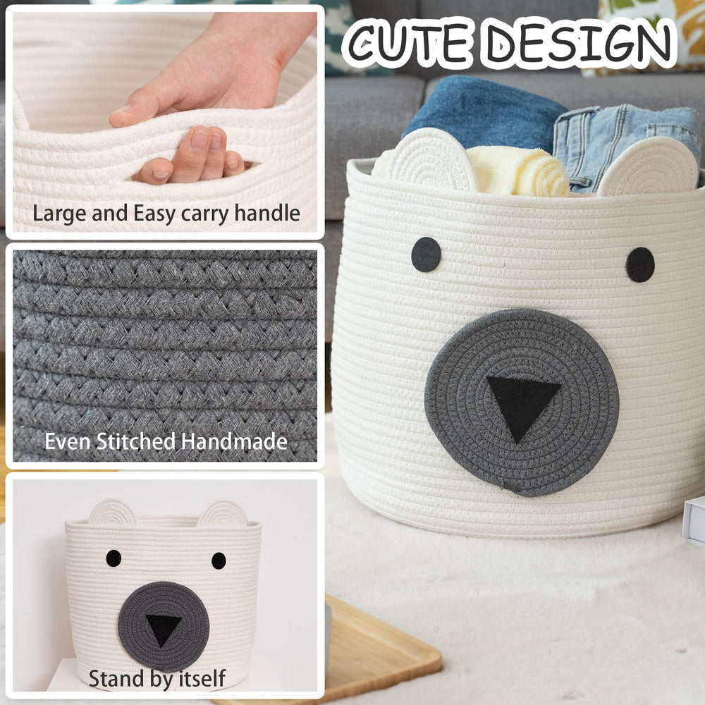 VK VK·LIVING cotton rope bear basket close-up texture shows soft durable weave.