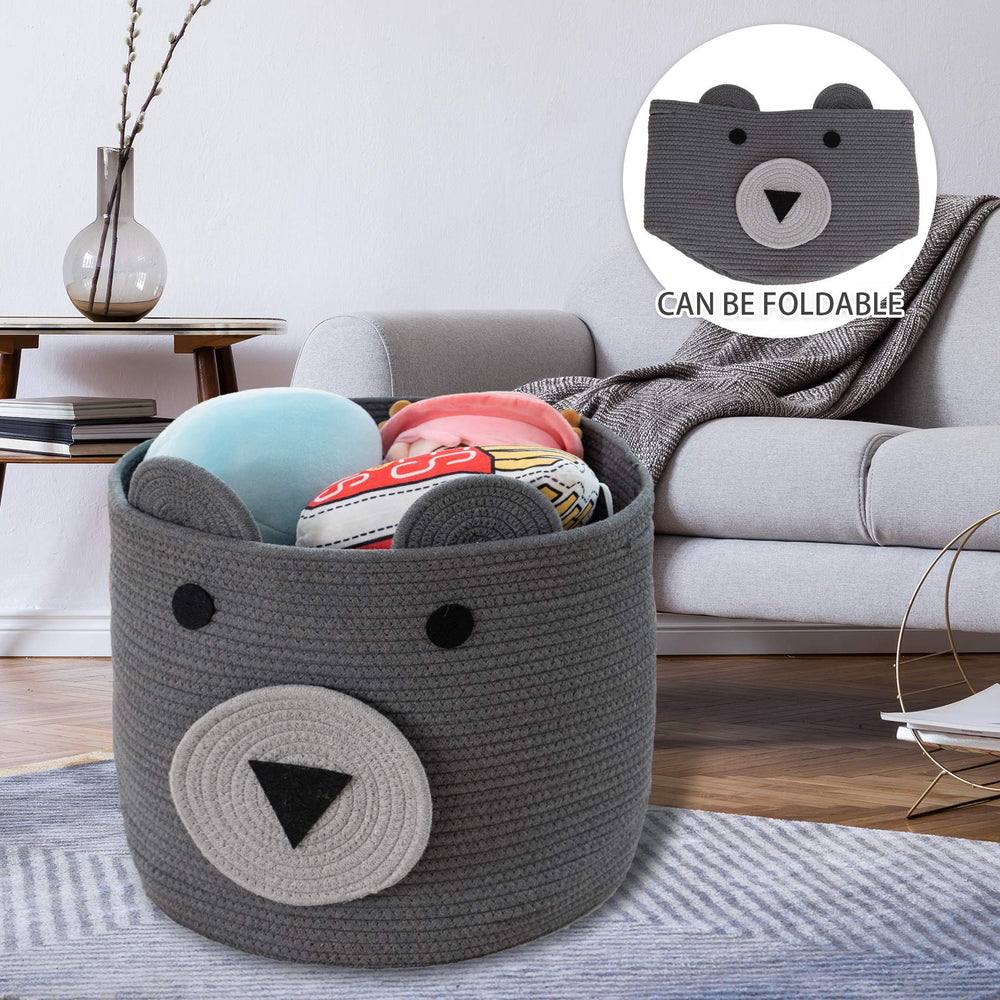 VK VK·LIVING cotton rope bear basket in nursery scene suitable for toys and blankets.