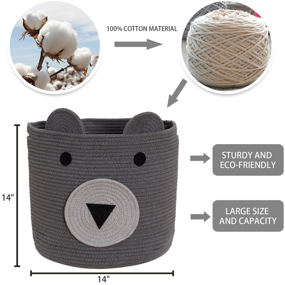 VK VK·LIVING cotton rope bear basket side view highlights durable structure and portability.