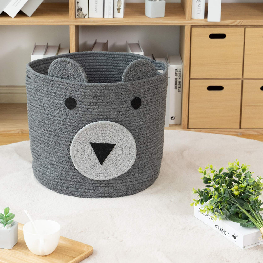VK VK·LIVING cotton rope bear basket filled with toys for practical home use.