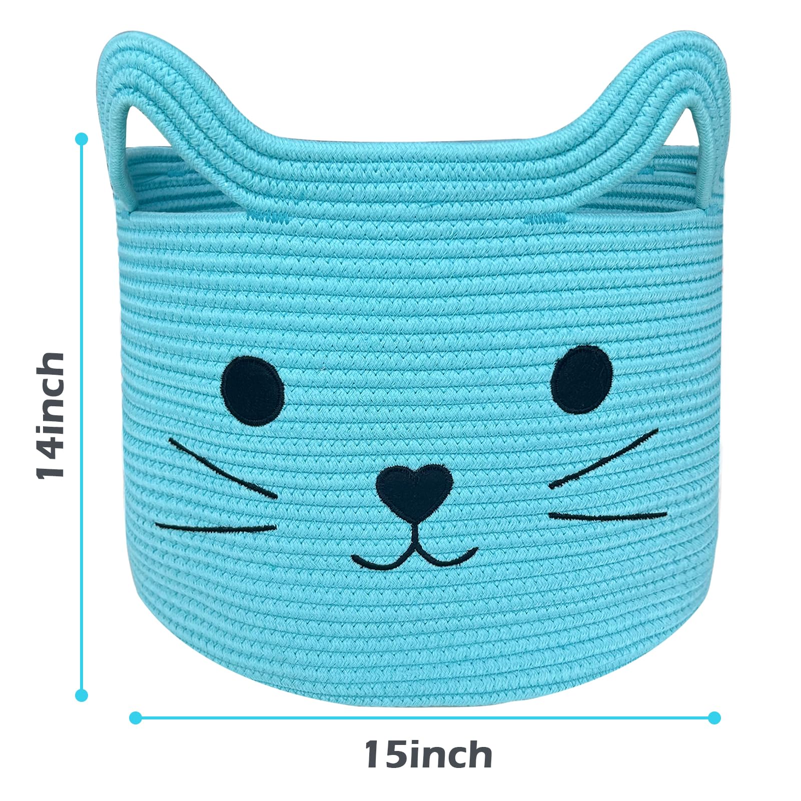 VK VK·LIVING cat basket in blue helps tidy laundry and pet items.