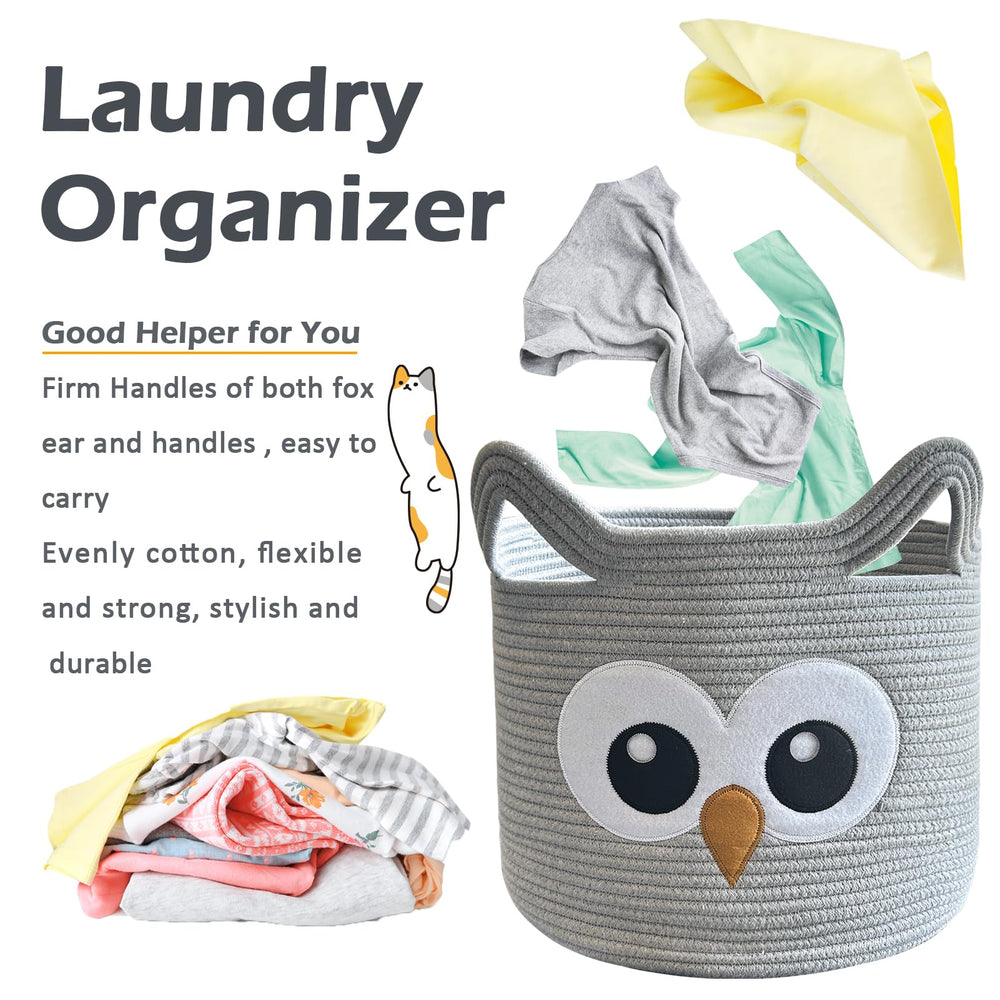 VK VK·LIVING Owl basket in nursery ideal for blankets and plush toys