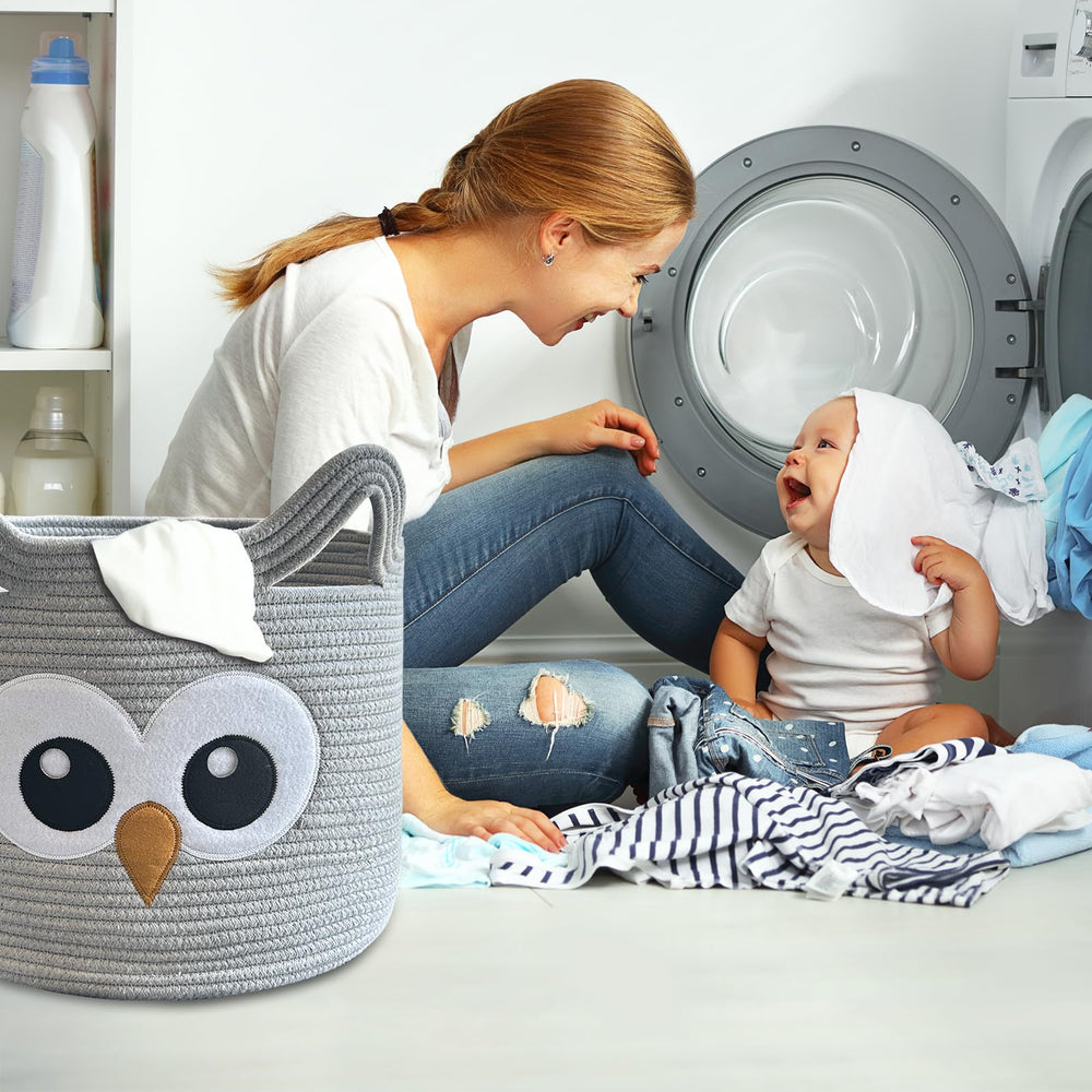 VK VK·LIVING Owl basket toy storage keeps playroom tidy