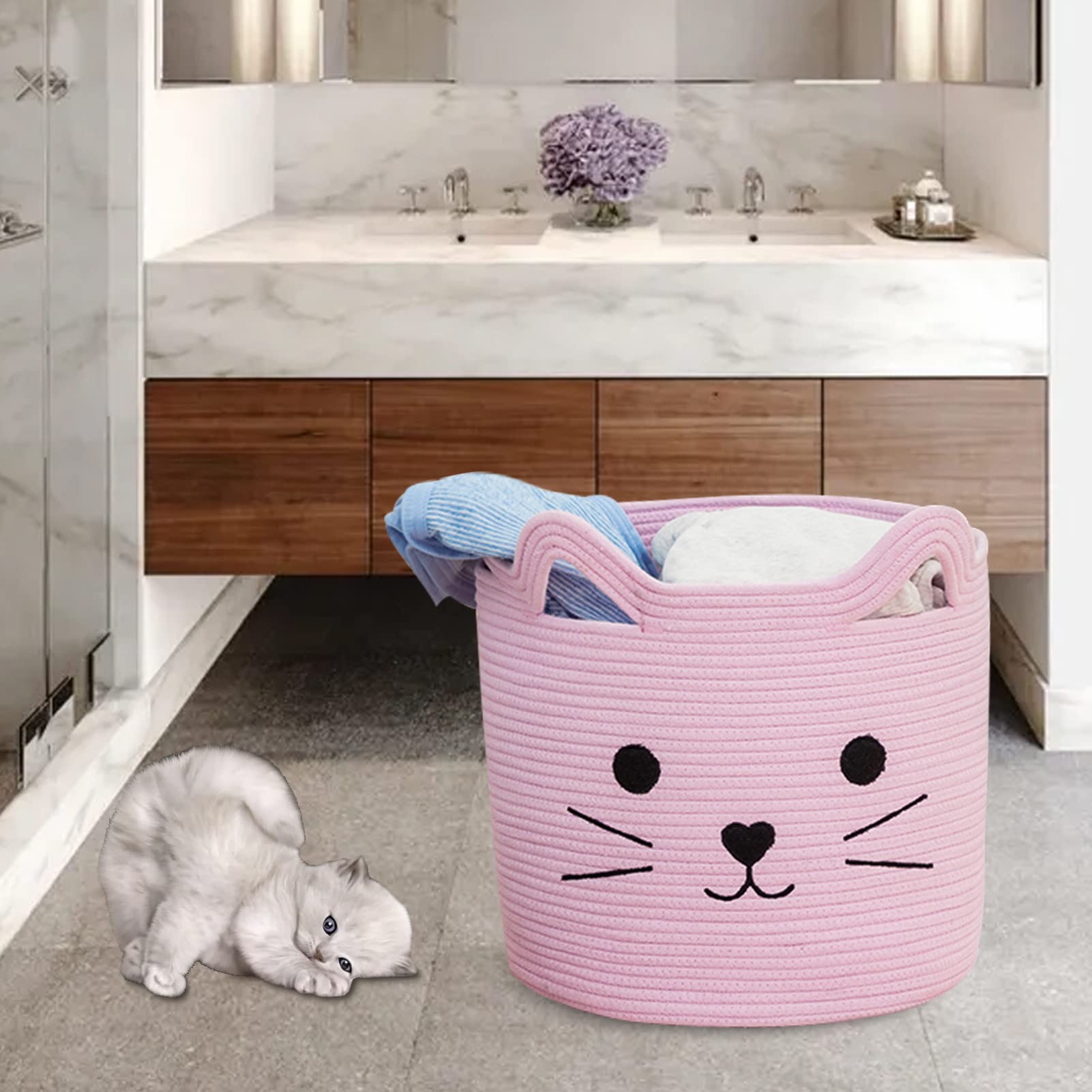 VK VK·LIVING pink laundry hamper blends with decor and kids' spaces.