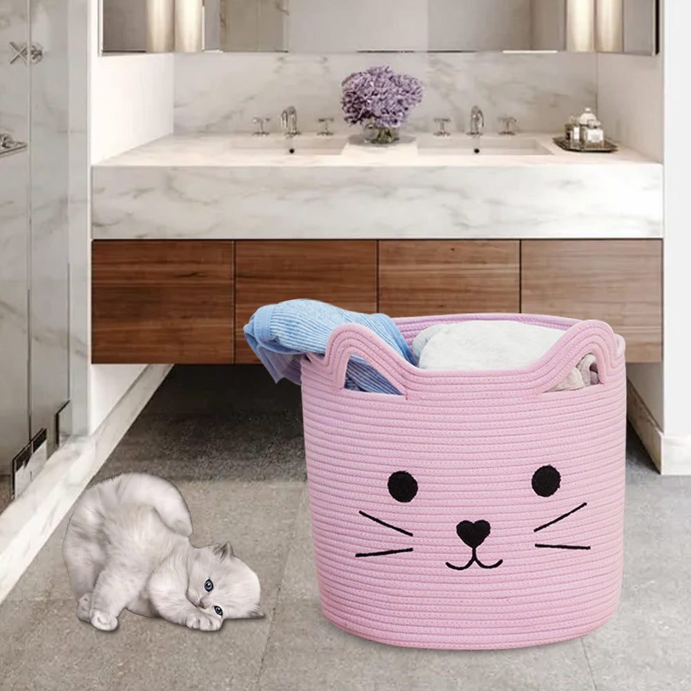 VK VK·LIVING pink laundry hamper blends with decor and kids' spaces.