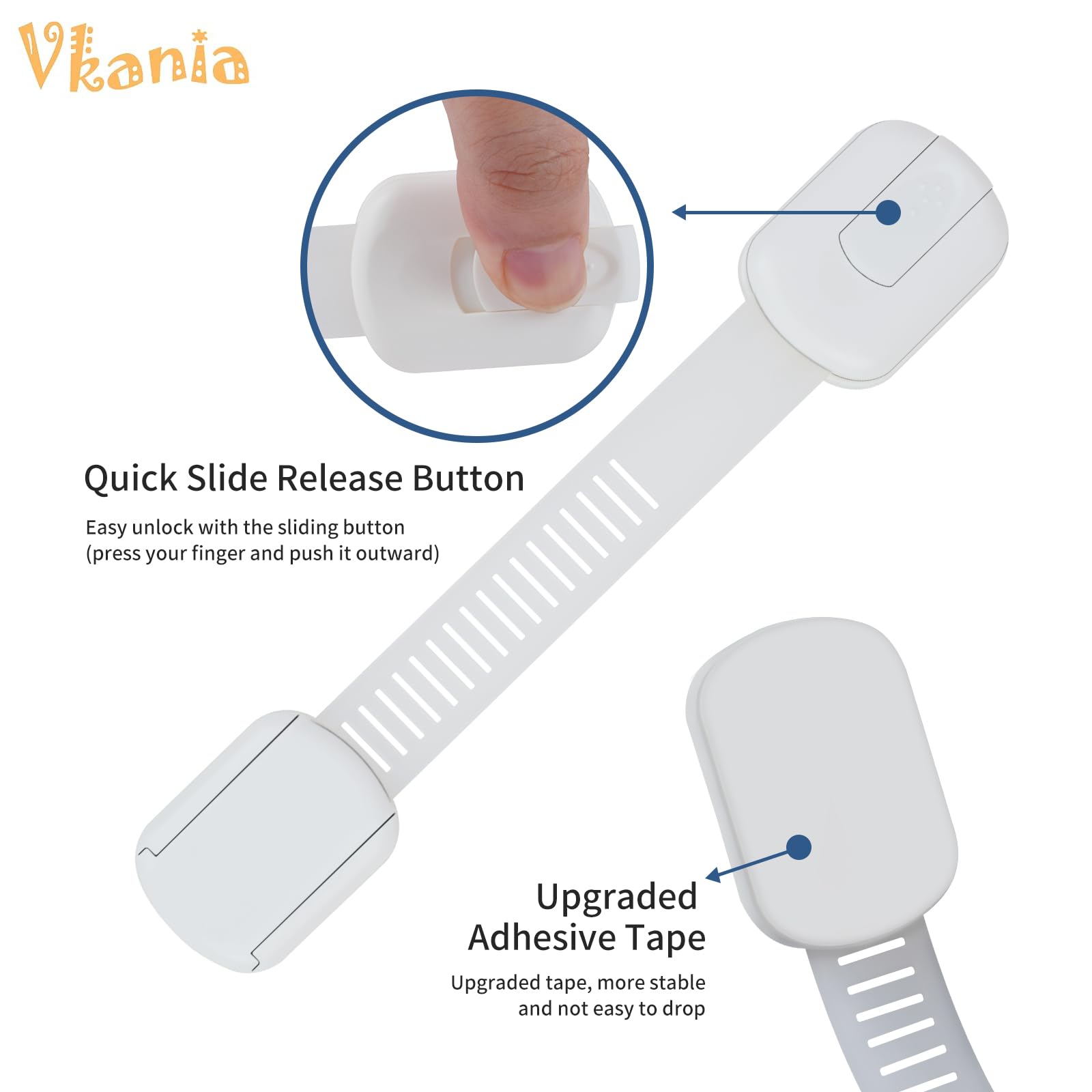 Vkania adhesive 3M close-up showing strong mounting for easy, damage-free setup.