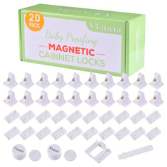 Vkania magnetic cabinet locks pack-20 show easy latch system for child safety.