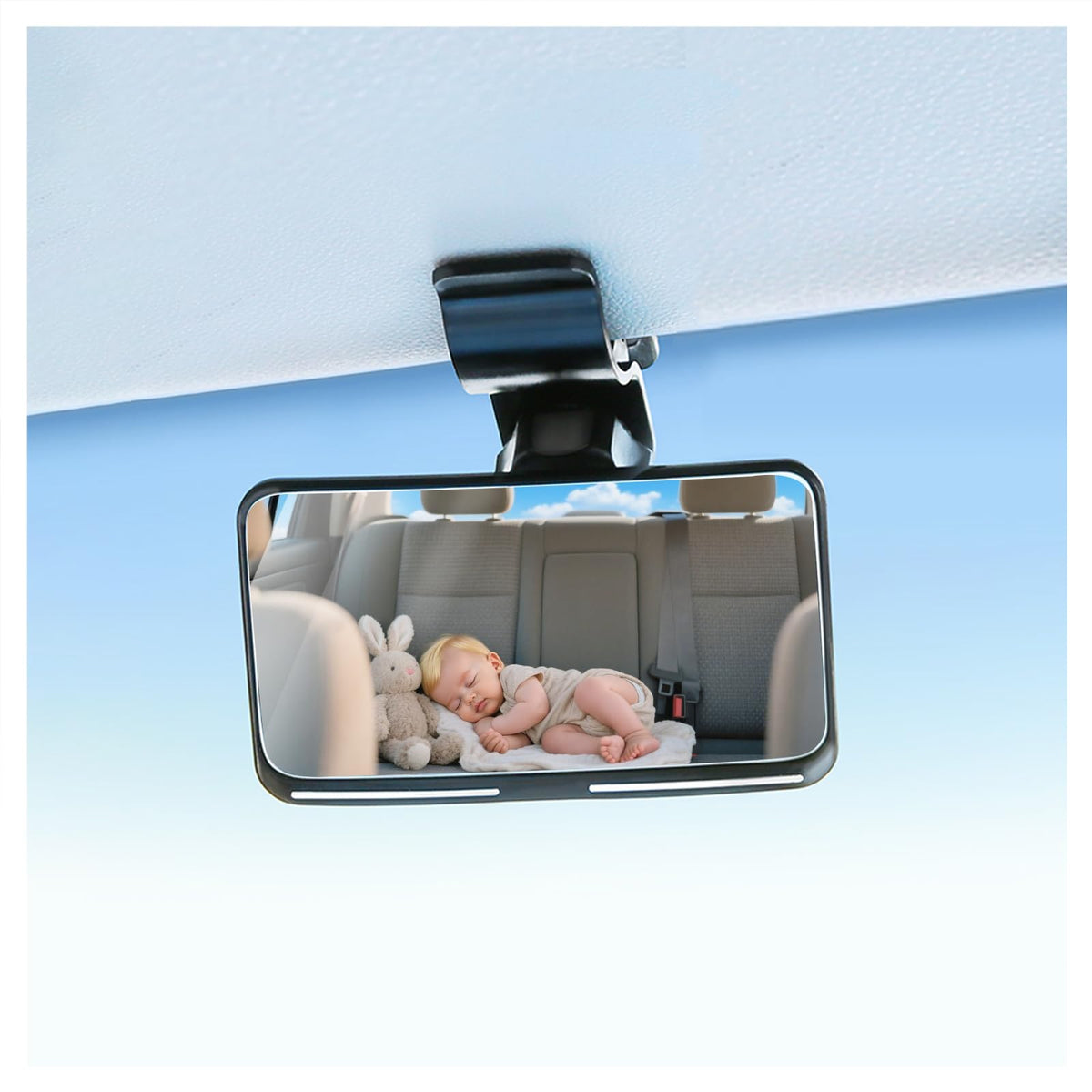 VKQTS baby mirror clip-on with 360° rotation for easy monitoring