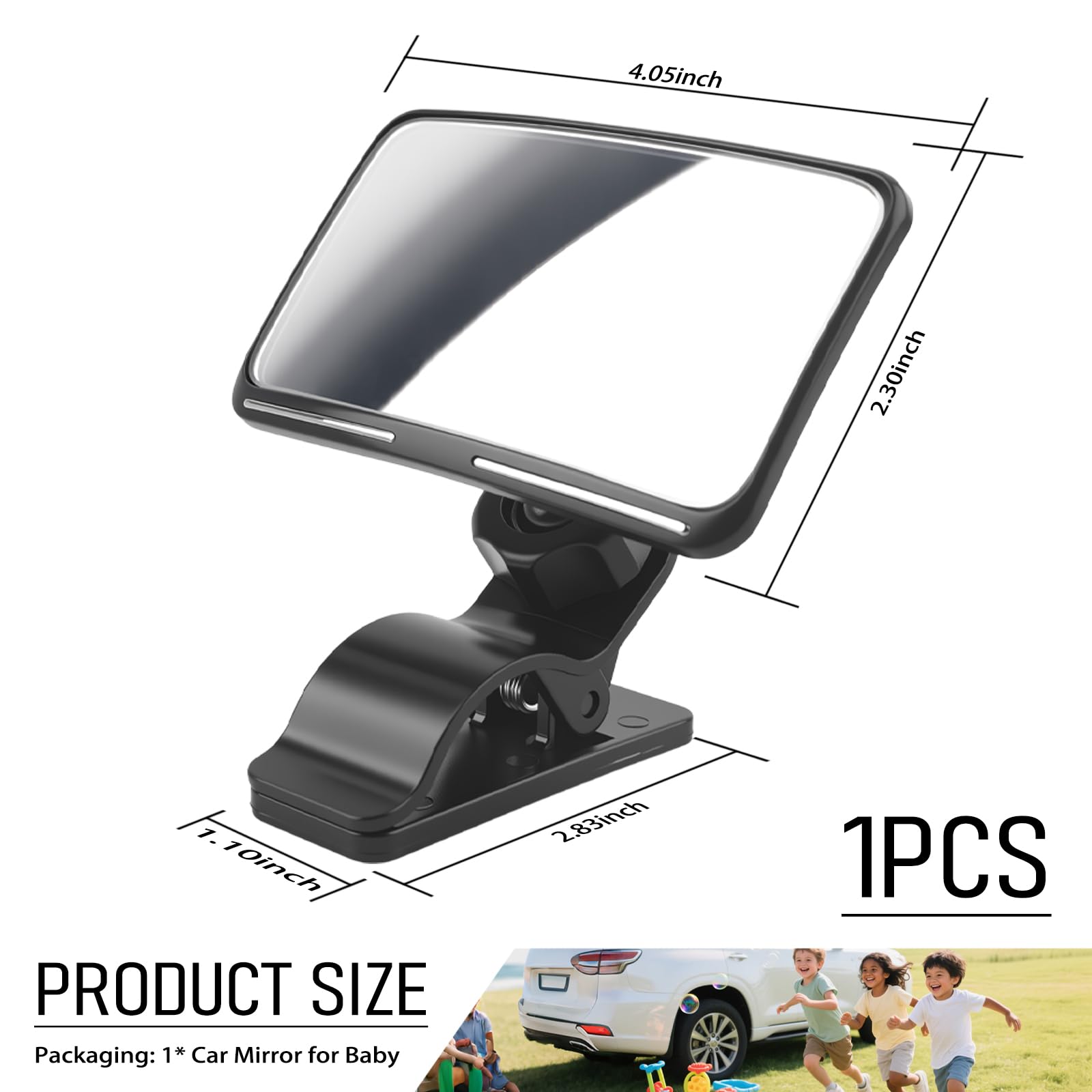 VKQTS baby mirror on sun visor clamp stays steady on rough roads