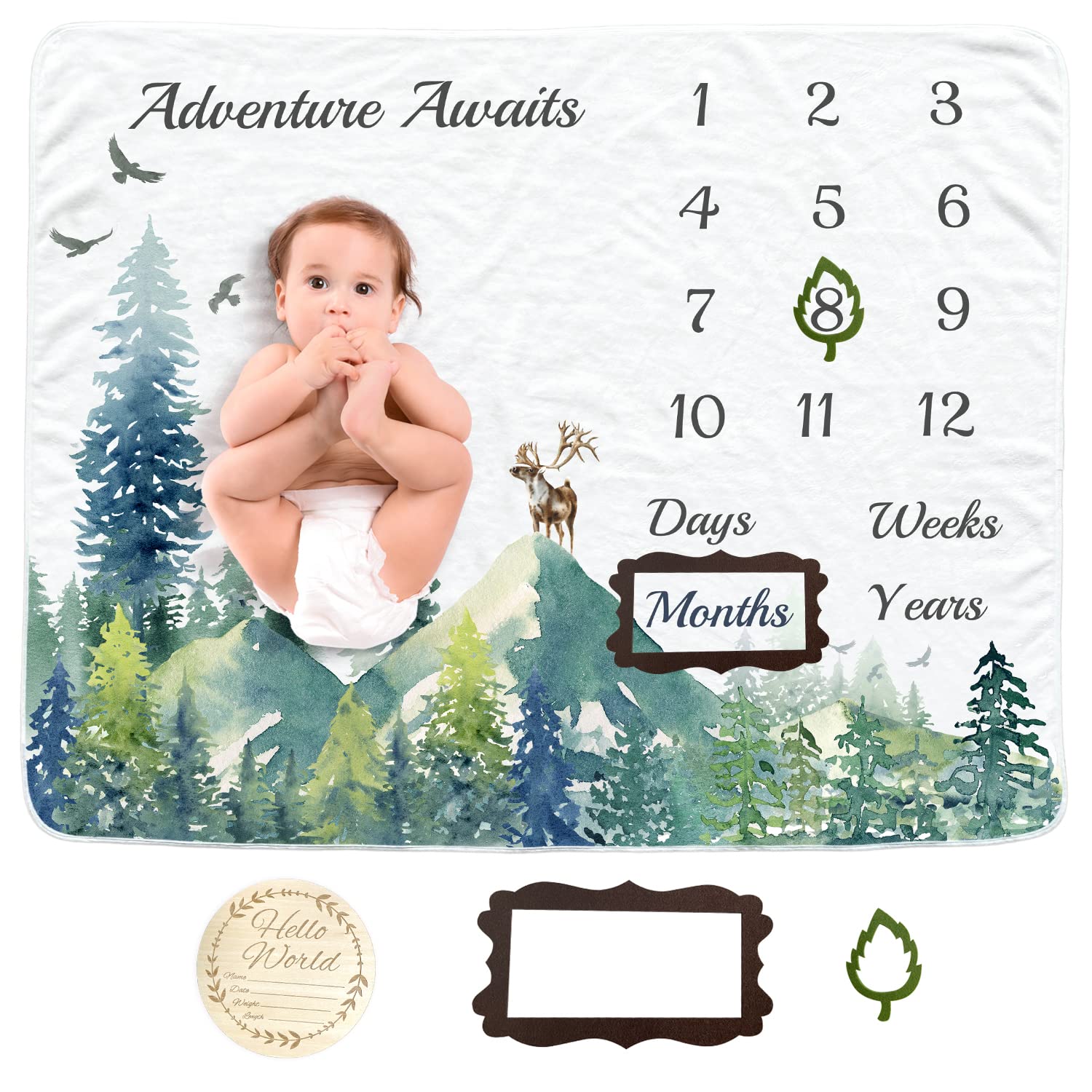 Vlokup Baby Milestone Blanket closeup shows soft flannel texture for gentle baby touch.