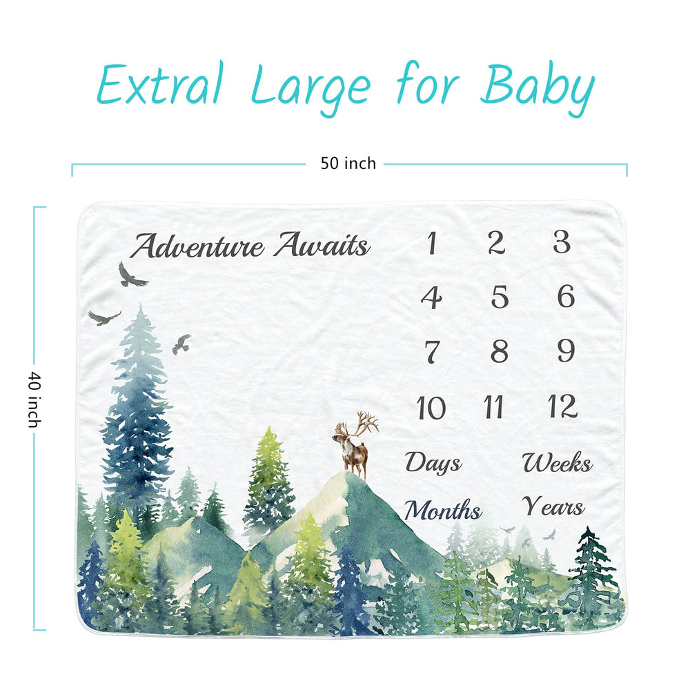 Vlokup milestone card mountain design image highlights milestone prompts for photo sessions.
