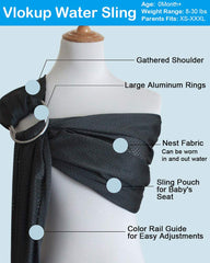 Vlokup breathable mesh sling highlighted for hot weather babywearing.
