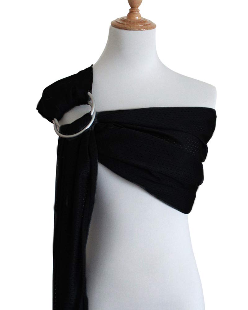 Vlokup Baby Water Ring Sling Carrier front view in pure black for easy daily bonding.