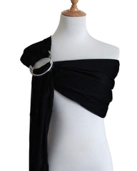 Vlokup Baby Water Ring Sling Carrier front view in pure black for easy daily bonding.