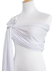 Vlokup baby water ring sling demonstrates hip-carry with secure front hold.