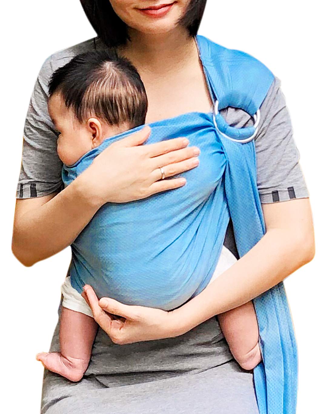 Vlokup Baby Water Ring Sling in pool use highlighting breathable mesh for quick-dry comfort.
