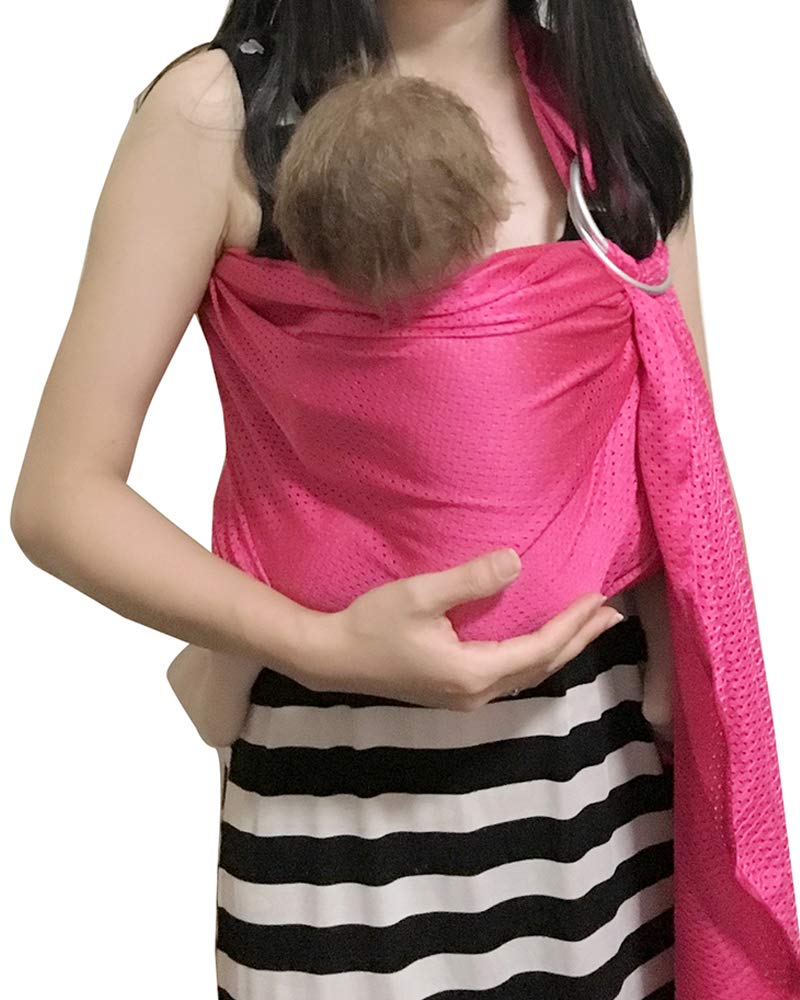 Vlokup Baby Water Ring Sling Rose keeps baby close during pool time.