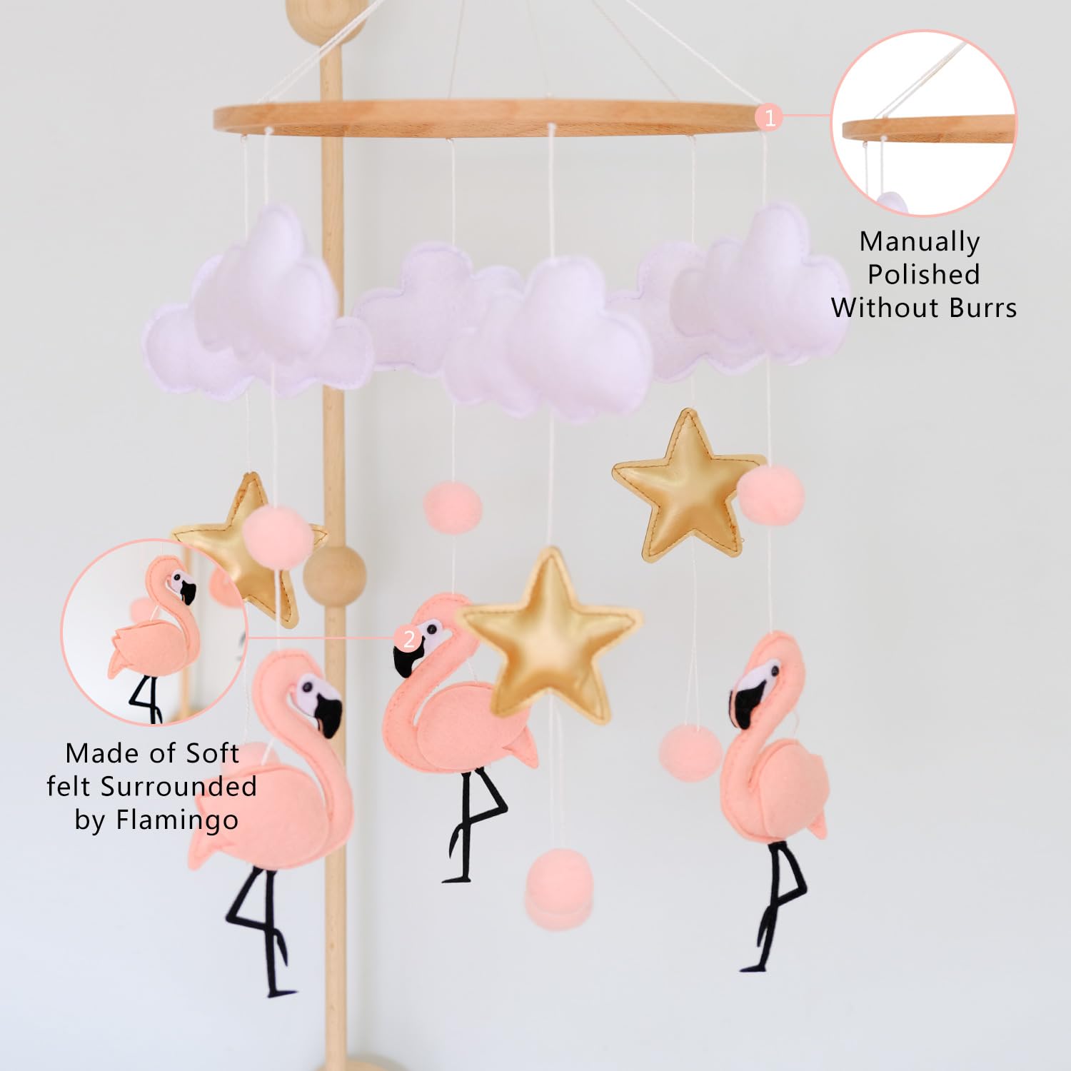 Vlokup boho flamingo decor mobile elevates nursery aesthetics with imaginative touch