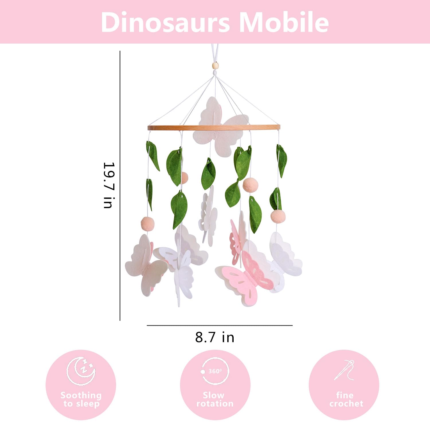 Vlokup butterfly mobile decor adds playful nursery charm.