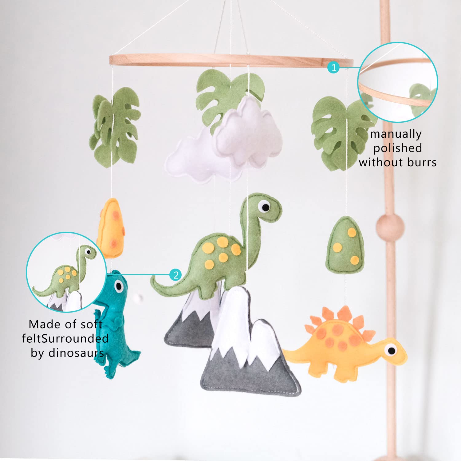 Vlokup dinosaur mobile pack-n-play compatibility fits standard cribs for travel