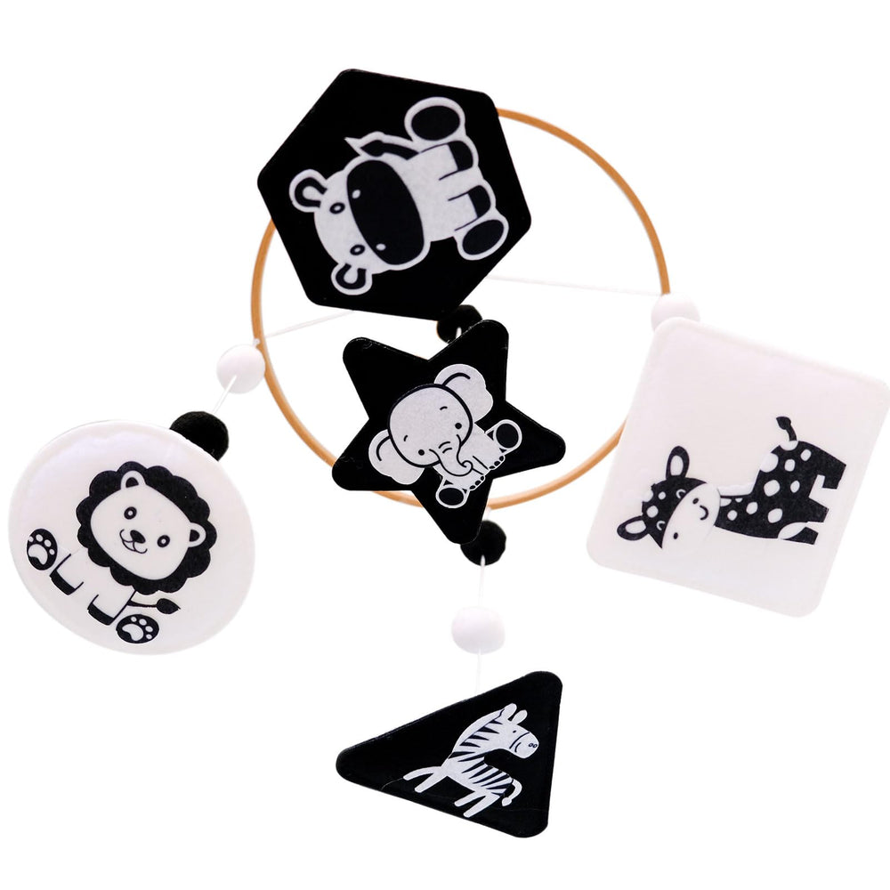 Vlokup Montessori mobile for crib with black-and-white contrast supports early visual exploration.