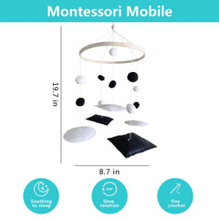 Vlokup Montessori Mobile high-contrast black and white design supports early visual interest in nurseries.