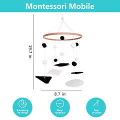 Vlokup Montessori mobile safari elephant image promotes focal tracking in calm nursery.