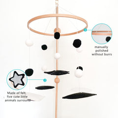 Vlokup Montessori mobile star detail emphasizes bold shapes for attention
