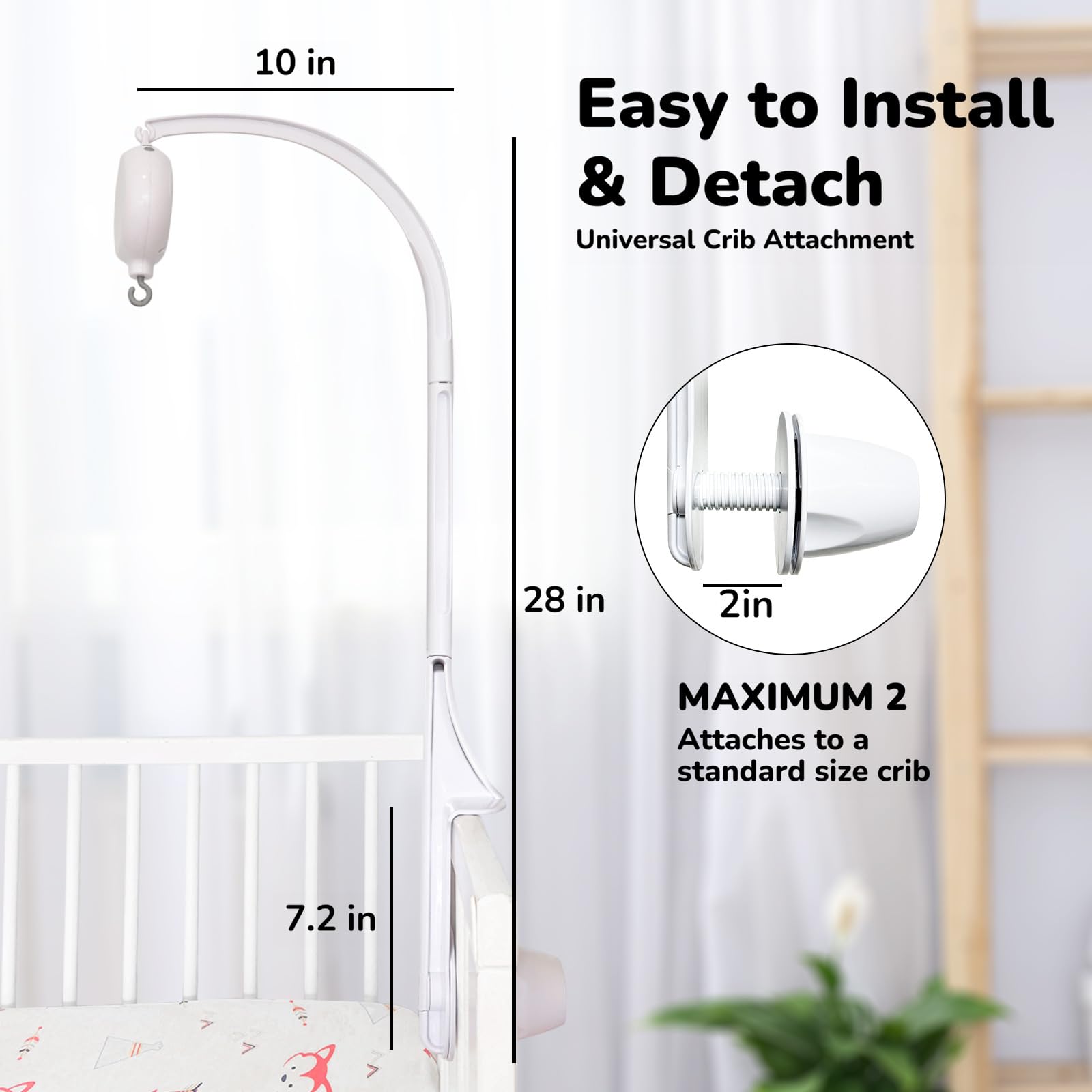 Vlokup nursery scene with mobile demonstrates personalized toy-hanging touch.